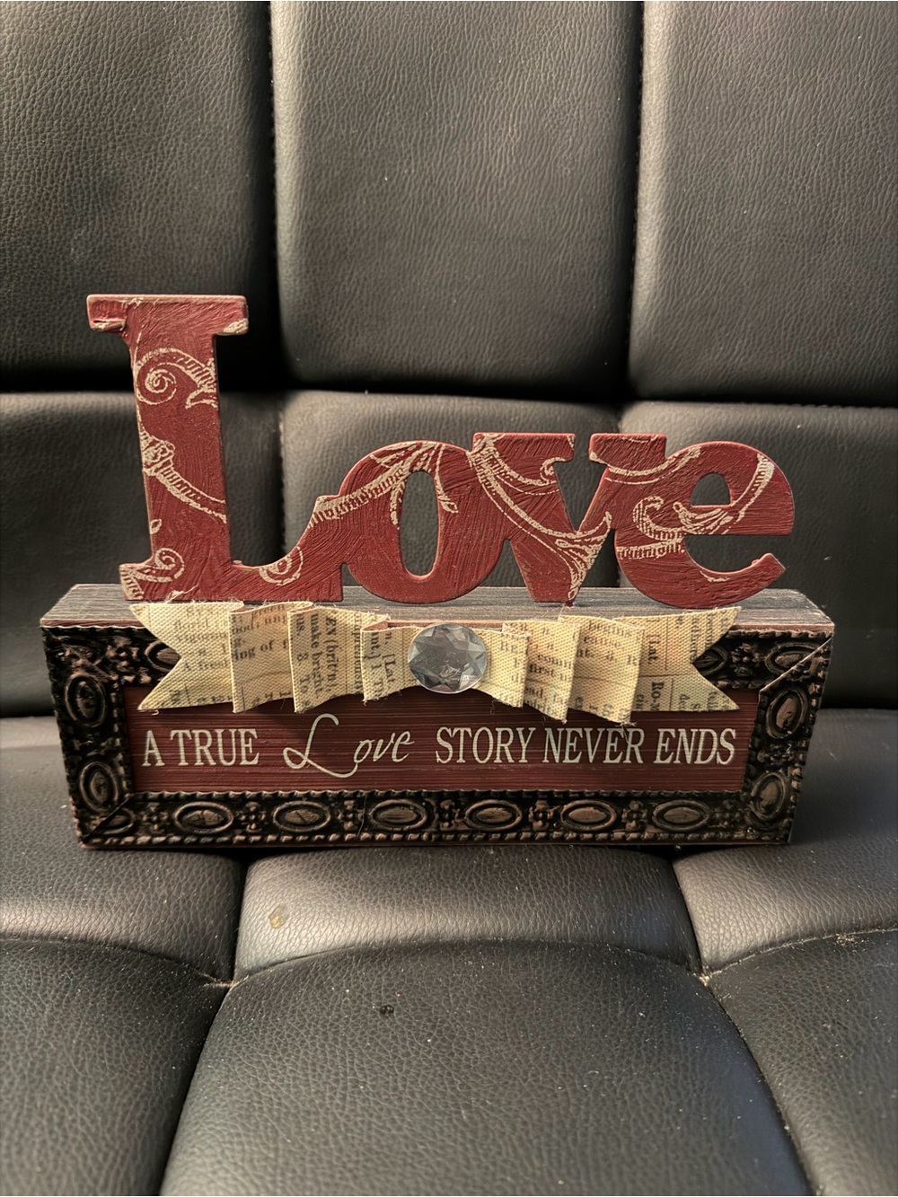 Carson Home Accents “Love” Wooden Tabletop Sign – A True Love Story Never Ends